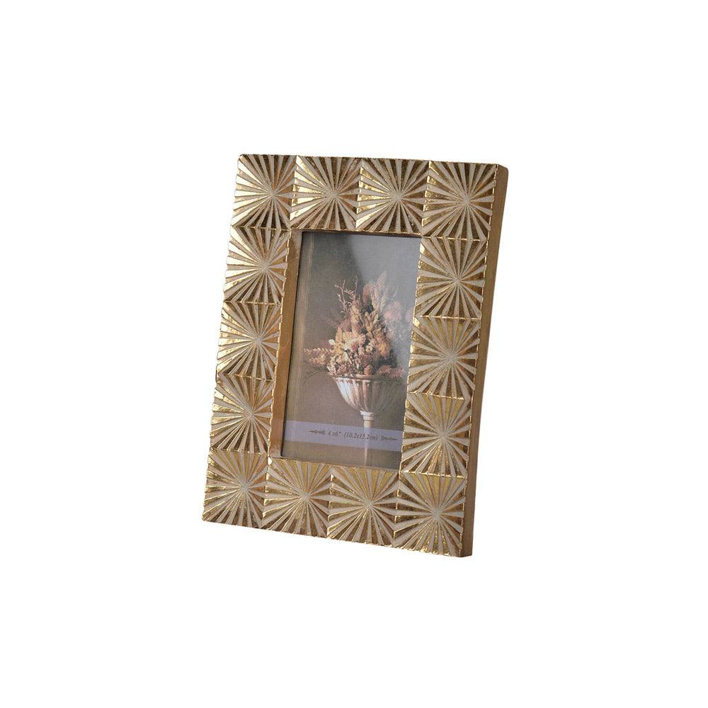 Enhabit Sunburst Embossed Photo Frame Medium - Gold Silver