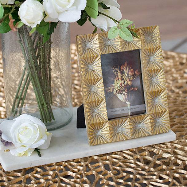 Enhabit Sunburst Embossed Photo Frame Medium - Gold Silver