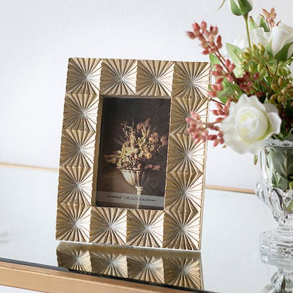 Enhabit Sunburst Embossed Photo Frame Medium - Gold Silver