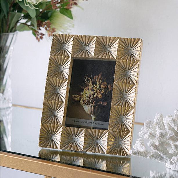 Enhabit Sunburst Embossed Photo Frame Medium - Gold Silver