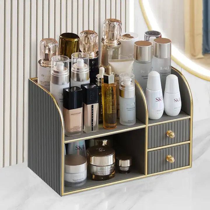 Enhabit Two-Tier Cosmetics Organiser with Drawers - Dark Grey 