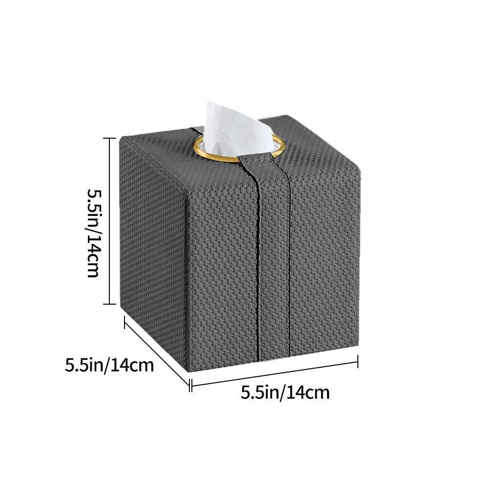 Enhabit Weave Square Tissue Box Holder - Grey & Gold