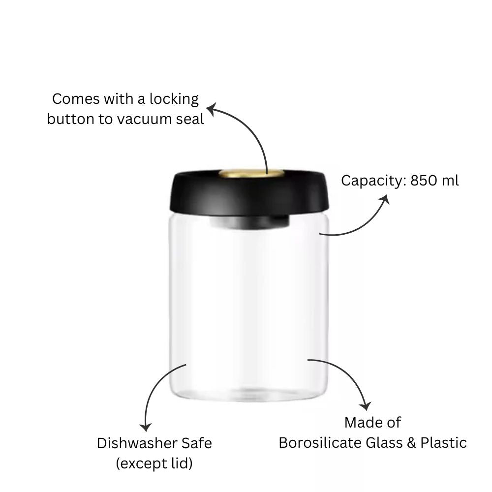 Vactop Borosilicate Storage Jar Medium - Black