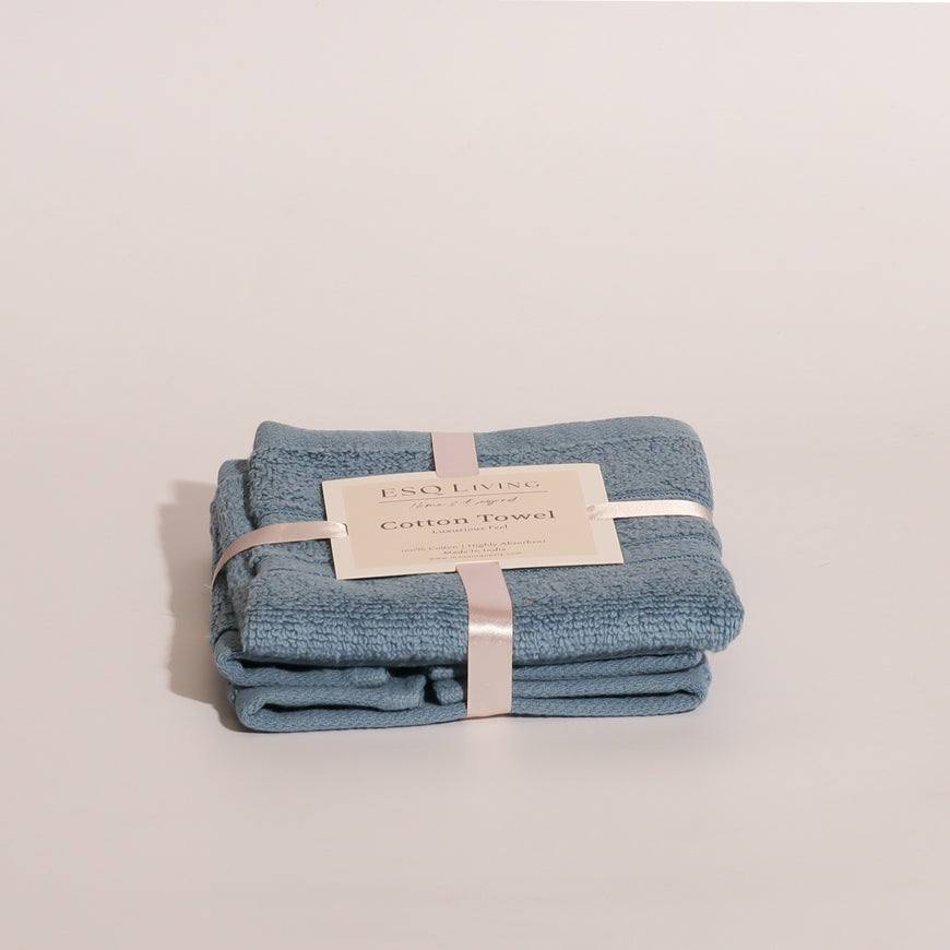 ESQ Living Atelier Egyptian Cotton Face Towels, Set of 2 - Blue