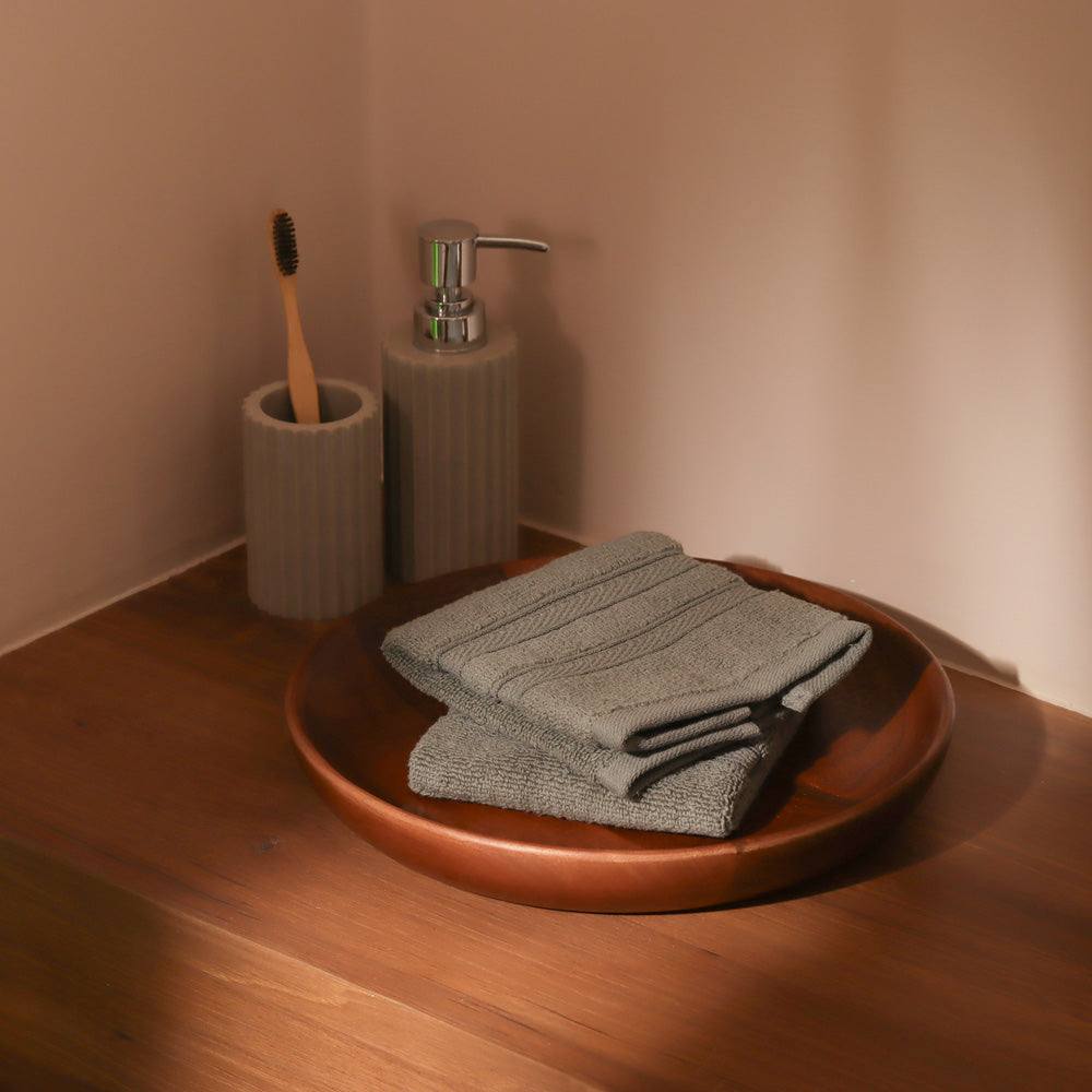 ESQ Living Atelier Egyptian Cotton Face Towels, Set of 2 - Dusty Olive