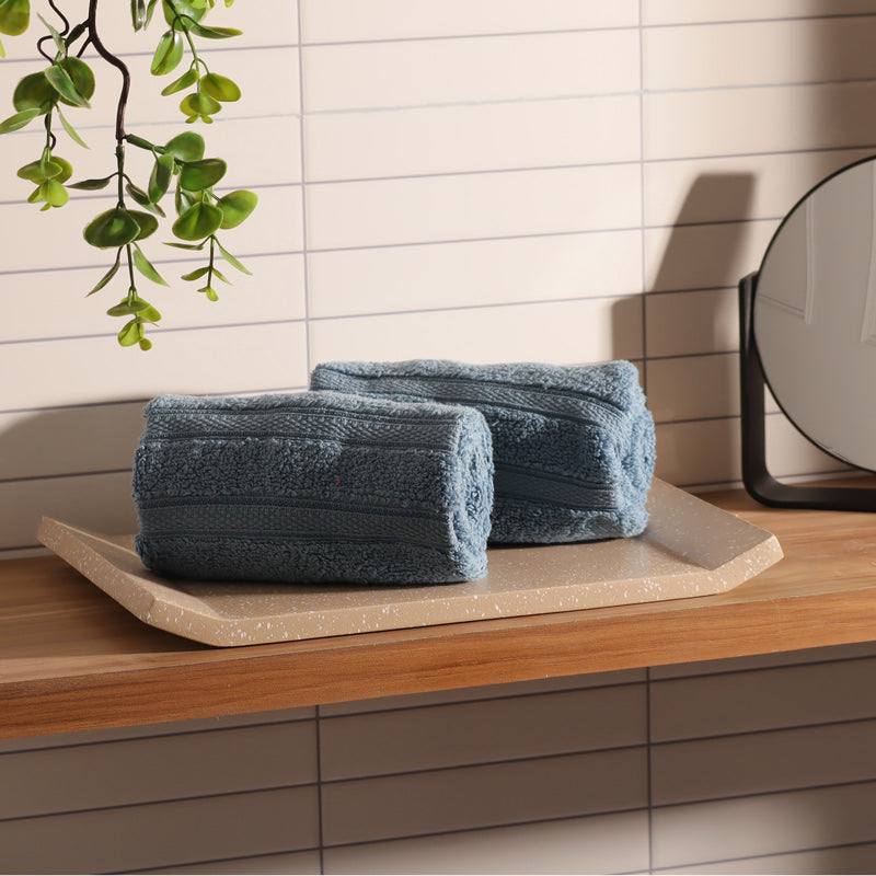 ESQ Living Atelier Egyptian Cotton Hand Towels, Set of 2 - Blue