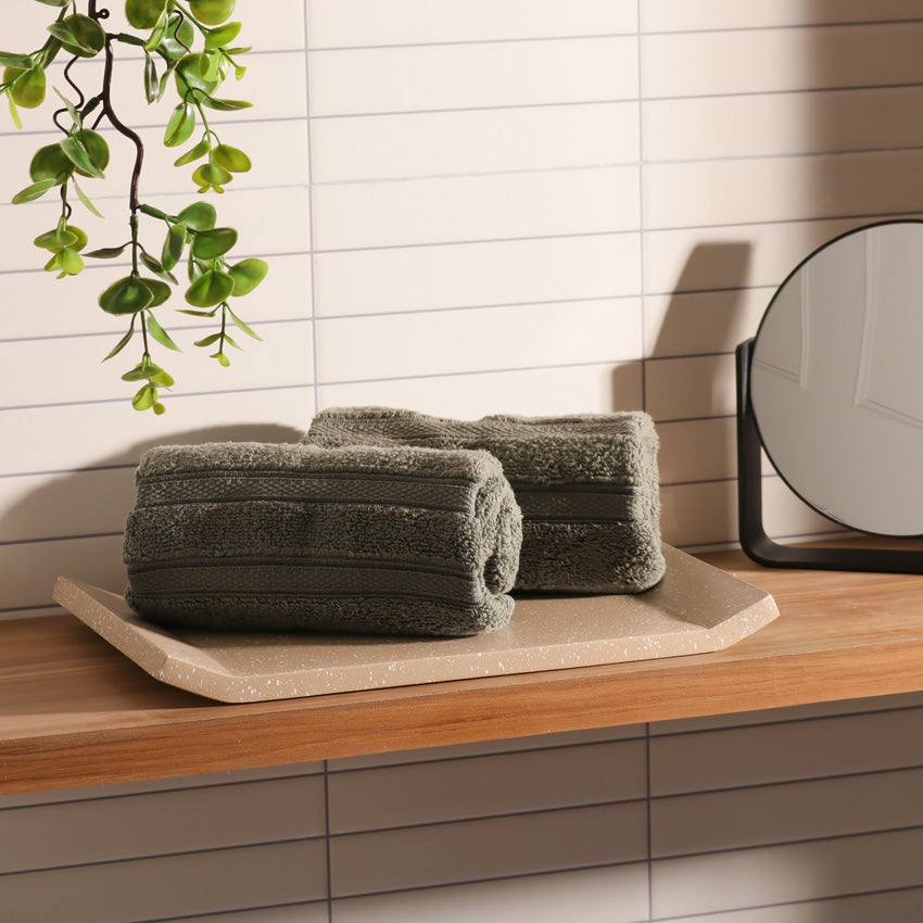 ESQ Living Atelier Egyptian Cotton Hand Towels, Set of 2 - Dusty Olive