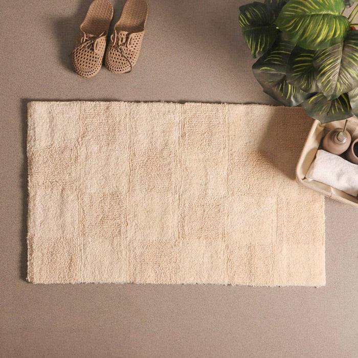 ESQ Living Checkered Reversible Tufted Bathmat - Beige