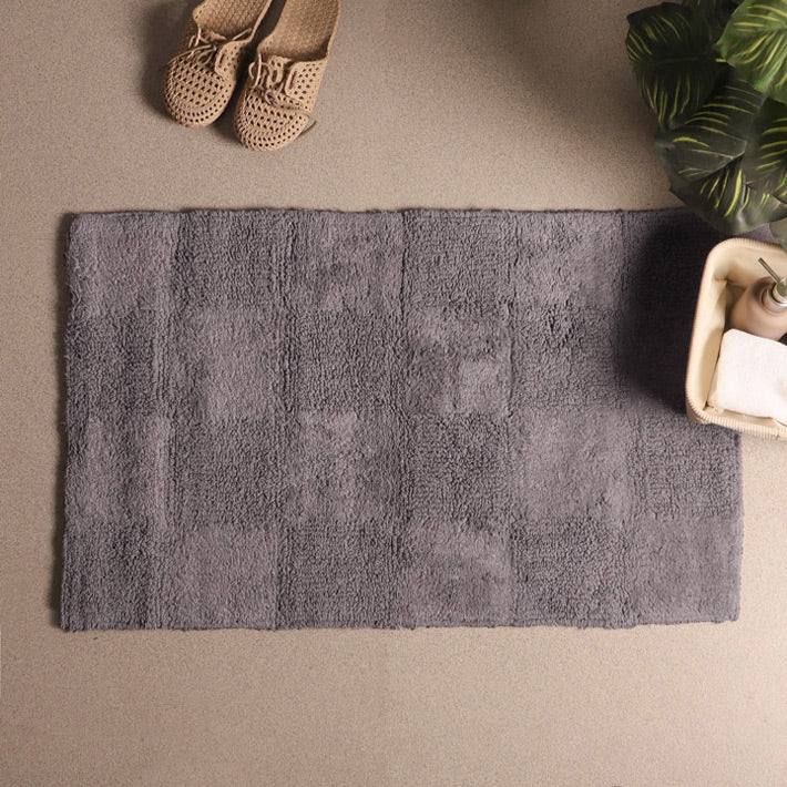 ESQ Living Checkered Reversible Tufted Bathmat - Grey