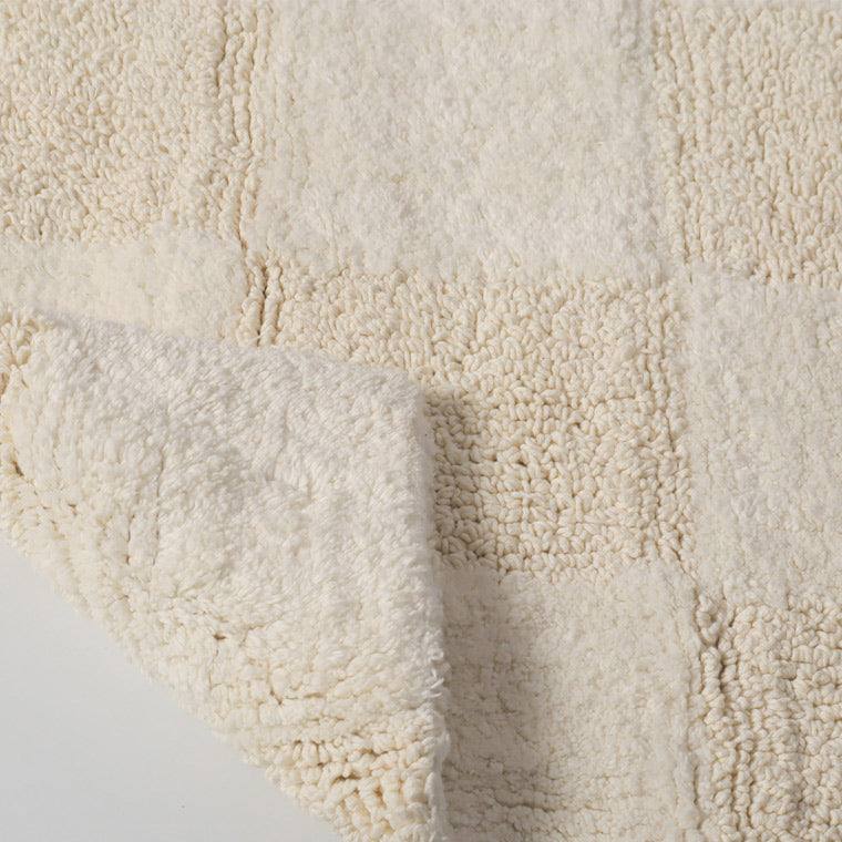 ESQ Living Checkered Reversible Tufted Bathmat - Ivory