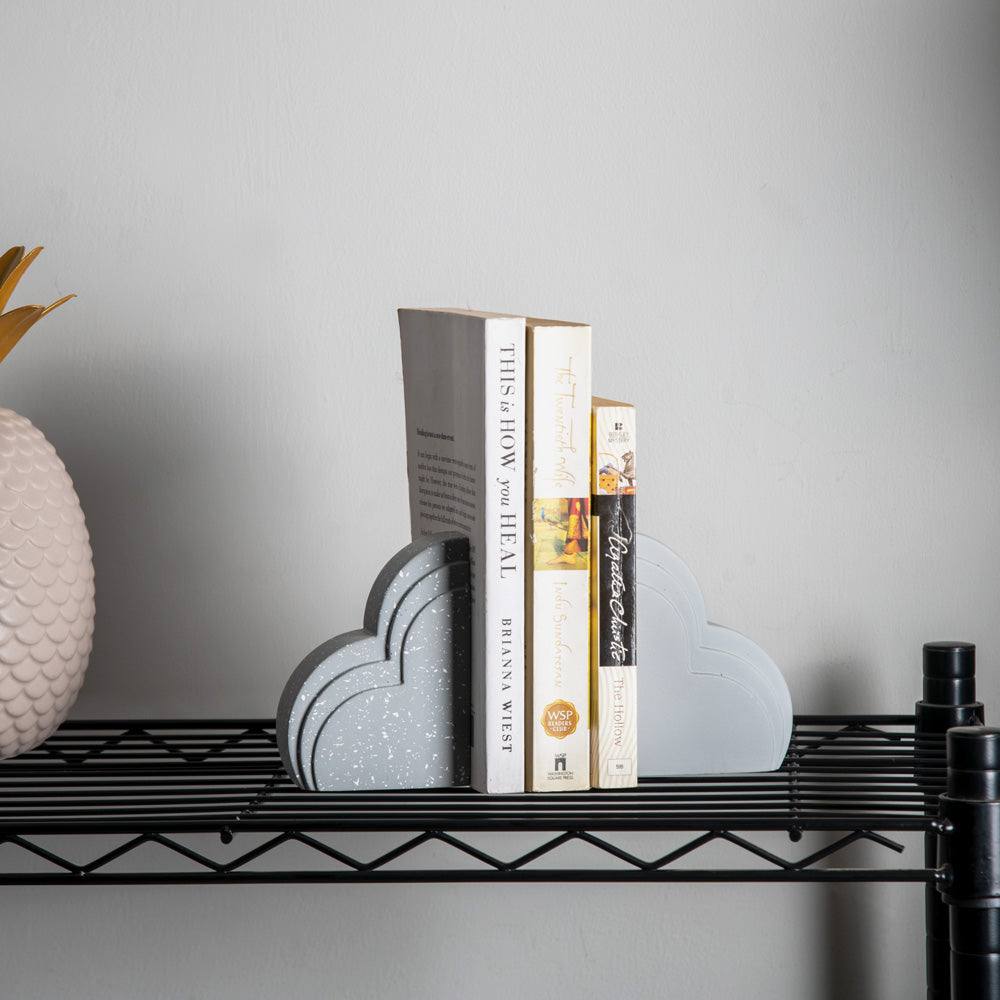 ESQ Living Cloud Bookends, Set of 2- Grey