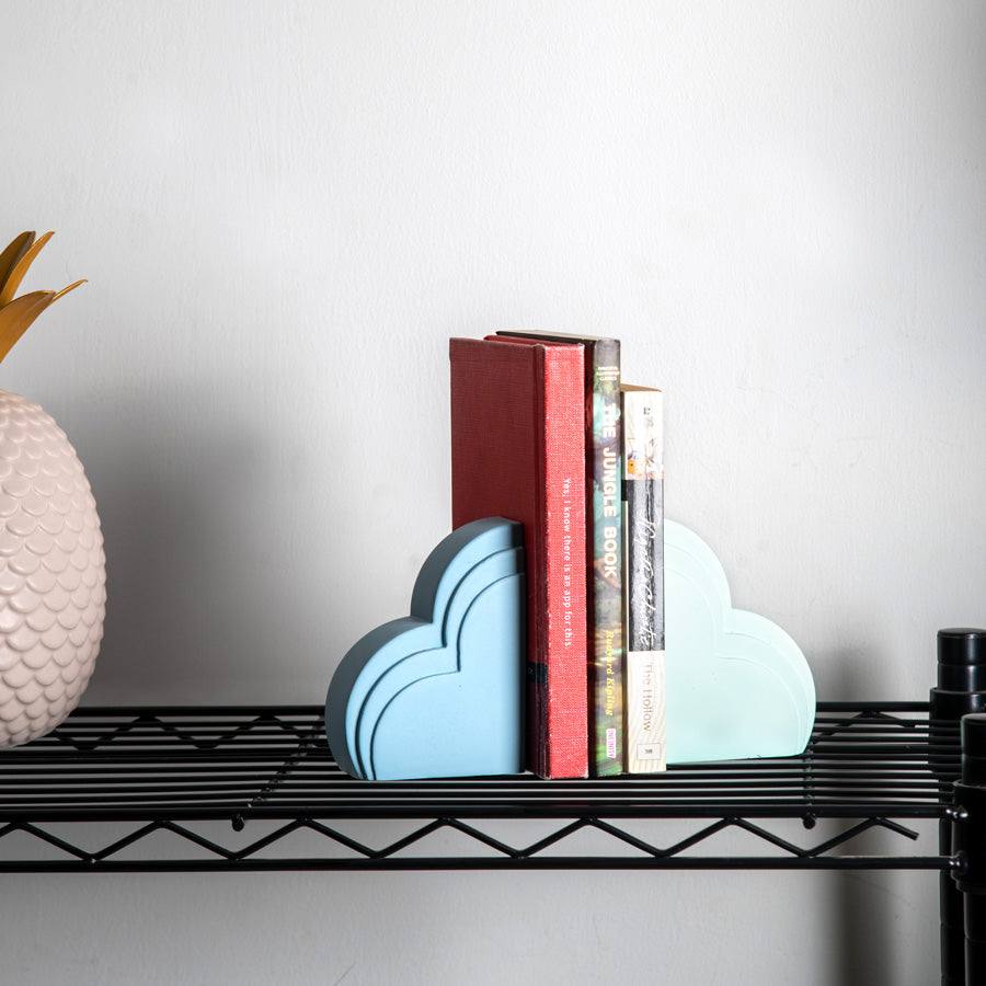 ESQ Living Cloud Bookends, Set of 2- Powder Blue & Green