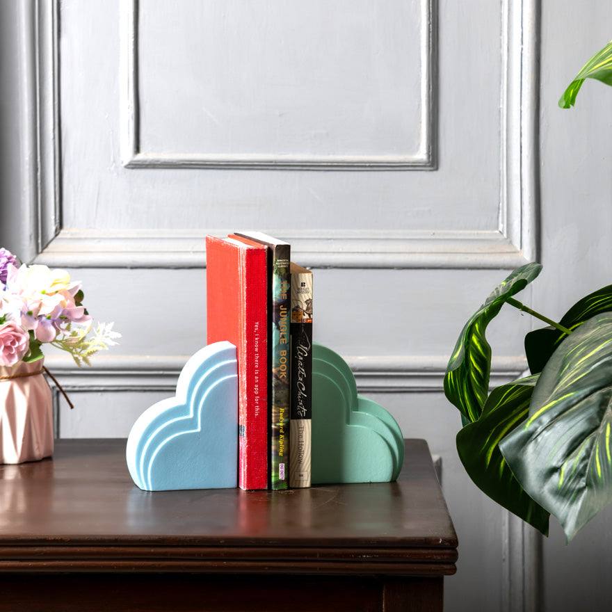 ESQ Living Cloud Bookends, Set of 2- Powder Blue & Green
