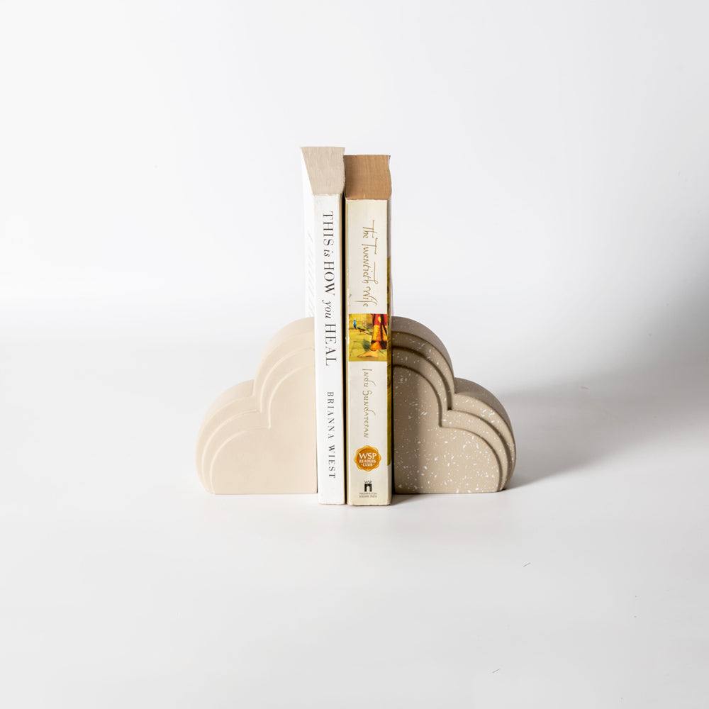 ESQ Living Cloud Bookends, Set of 2 - Speckled Taupe