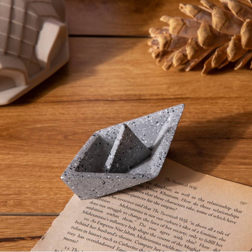 ESQ Living Concrete Boat Paperweight - Speckled Grey