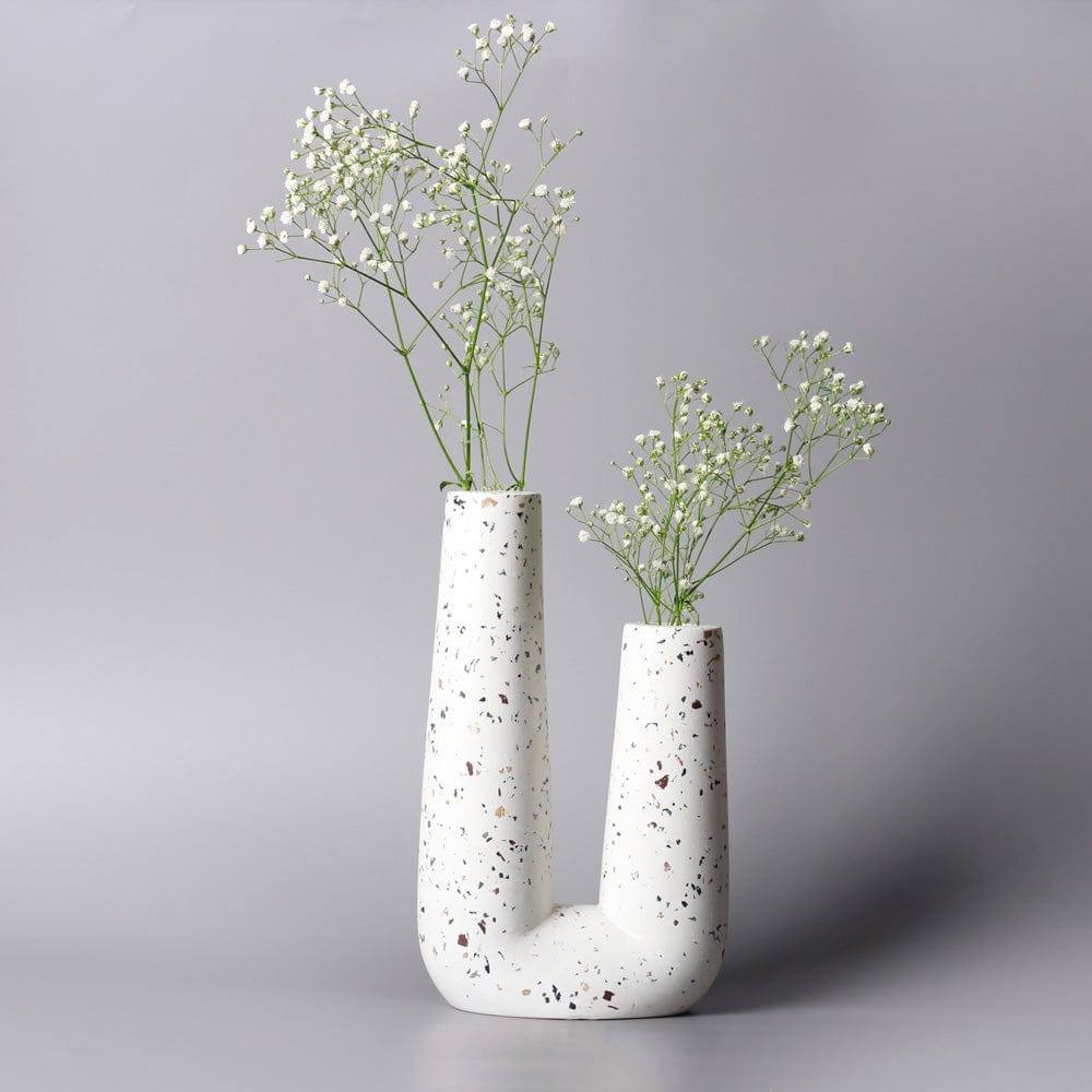 Curve Duo Vase - Terrazzo White