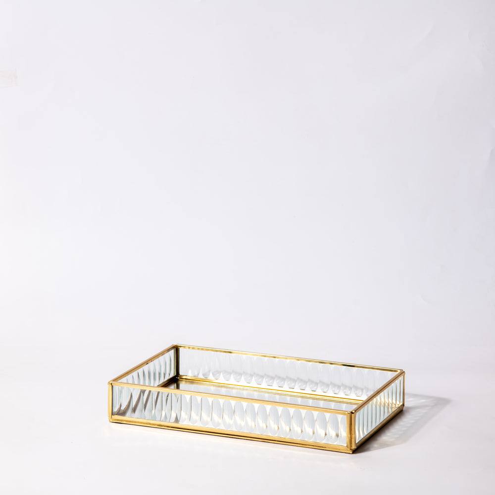 ESQ Living Fluted Glass Tray Medium - Gold