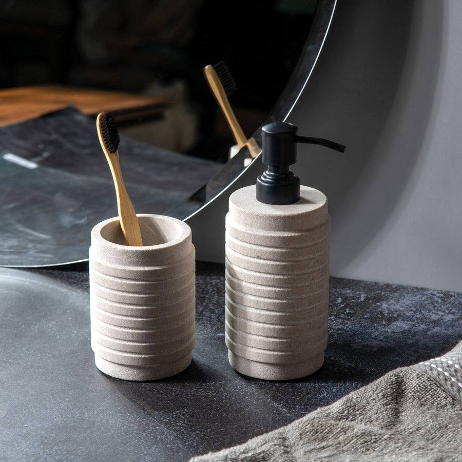 ESQ Living Freya Ridged Bathroom Set - Stone