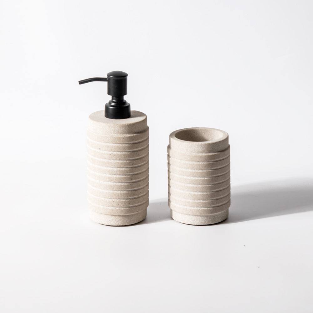 ESQ Living Freya Ridged Bathroom Set - Stone