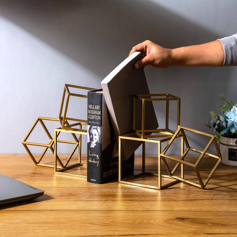 ESQ Living Hollow Blocks Metal Bookends, Set of 2 - Gold