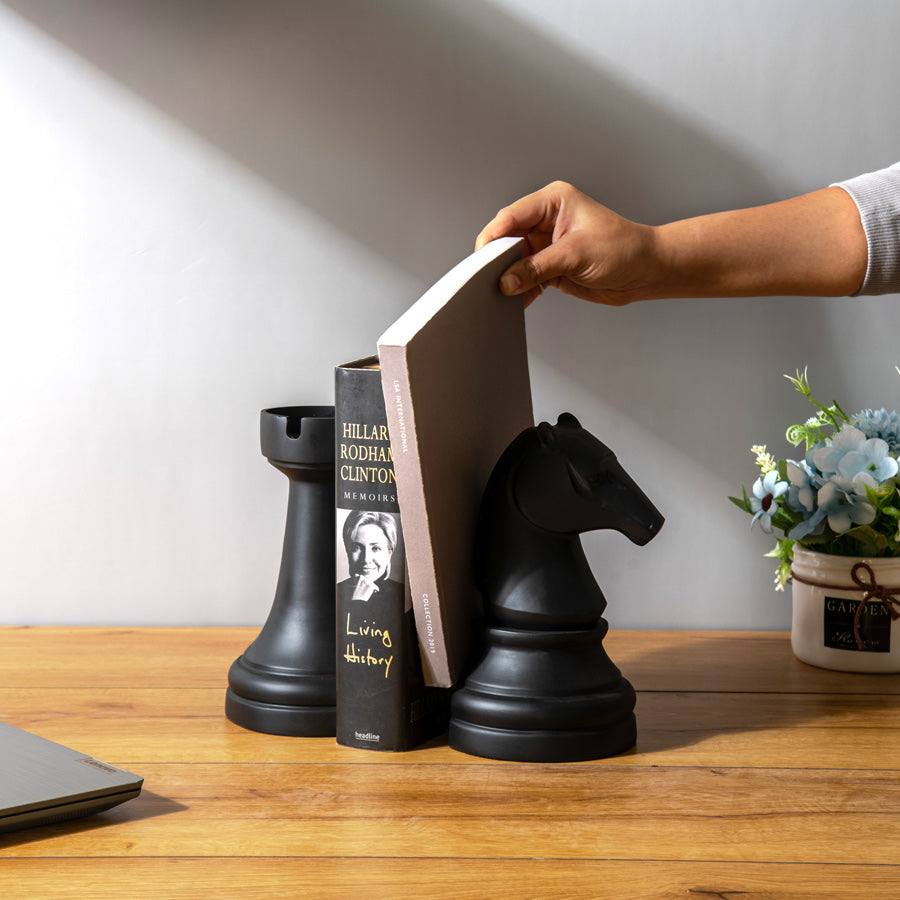 ESQ Living Knight and Rook Bookends - Black