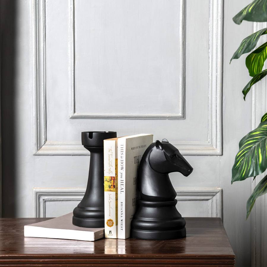 ESQ Living Knight and Rook Bookends - Black