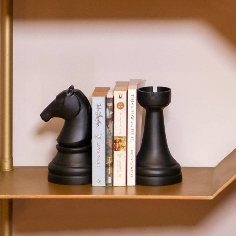 ESQ Living Knight and Rook Bookends - Black