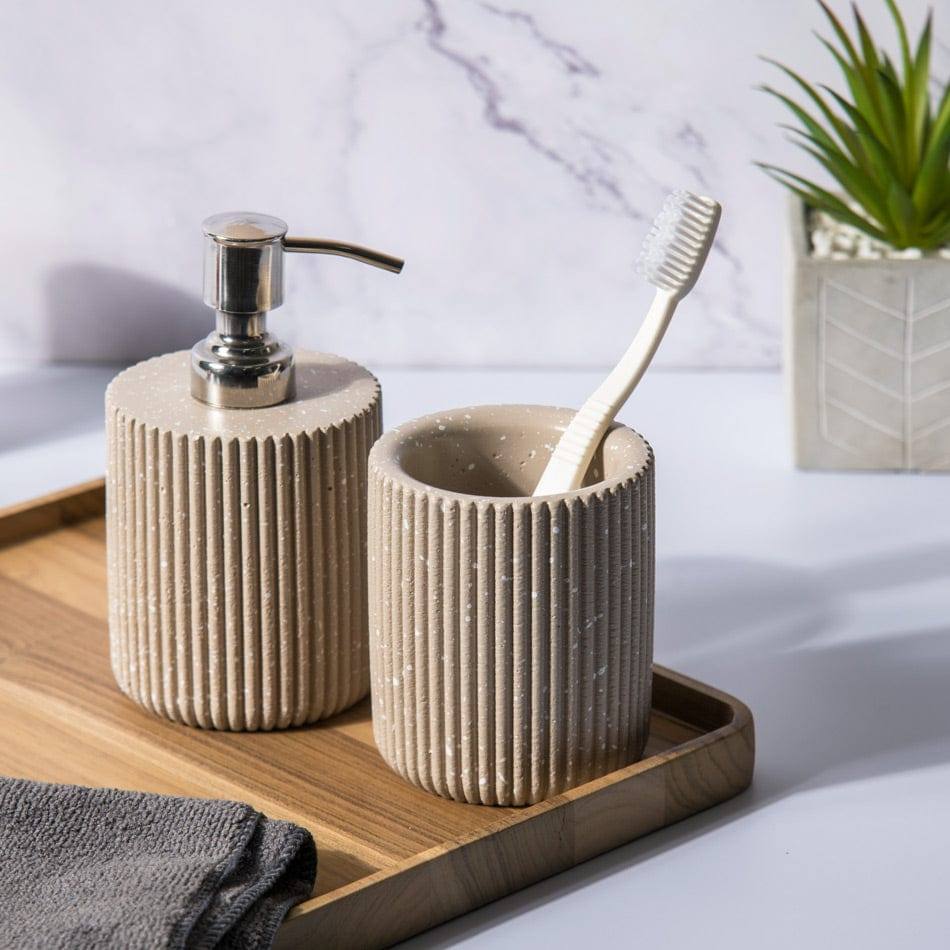 ESQ Living Lines Bathroom Set - Speckled Taupe