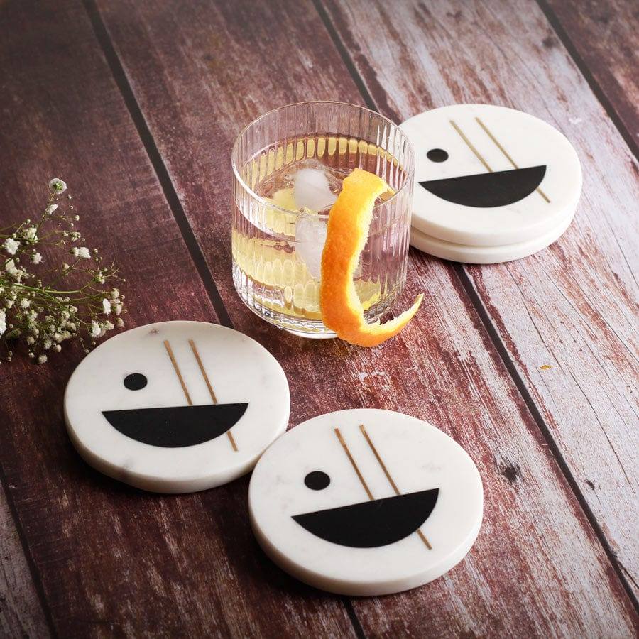 ESQ Living Marble Coasters, Set of 4 - Midnight Moon