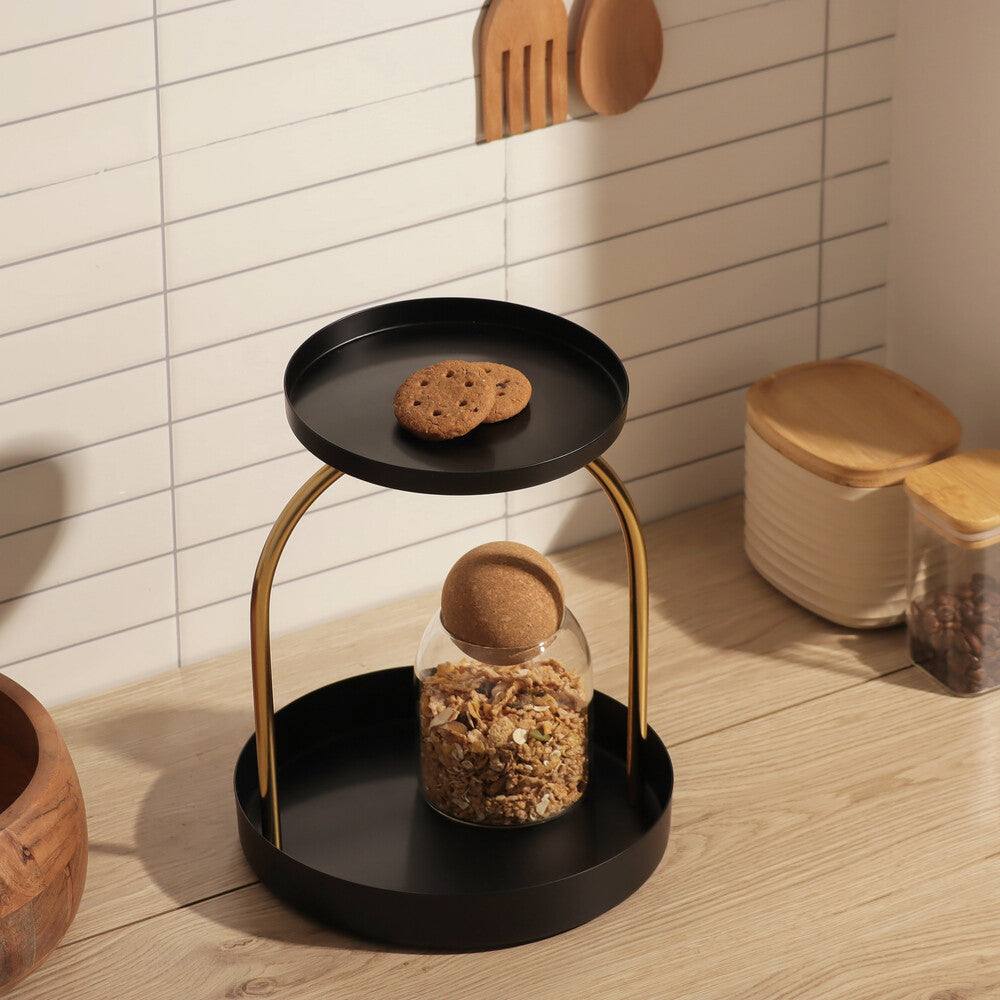 ESQ Living Nora Arched 2-Tier Tray - Black