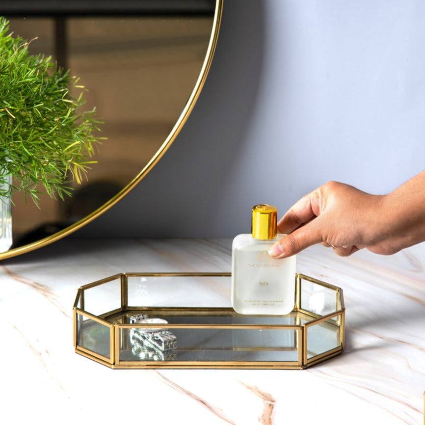 ESQ Living Octagon Glass Tray Medium - Gold