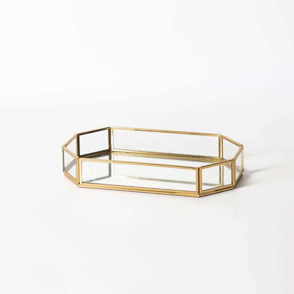 ESQ Living Octagon Glass Tray Medium - Gold