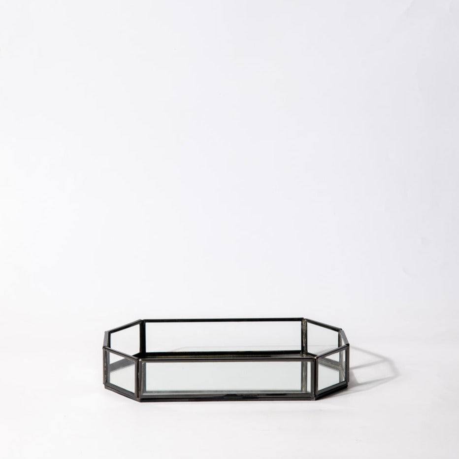 ESQ Living Octagon Glass Tray Medium - Gunmetal