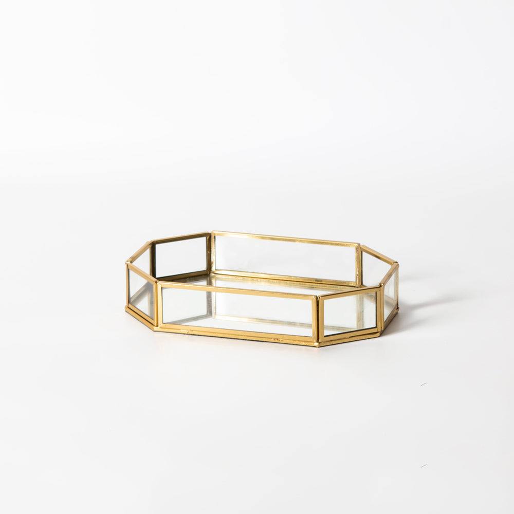 ESQ Living Octagon Glass Tray Small - Gold