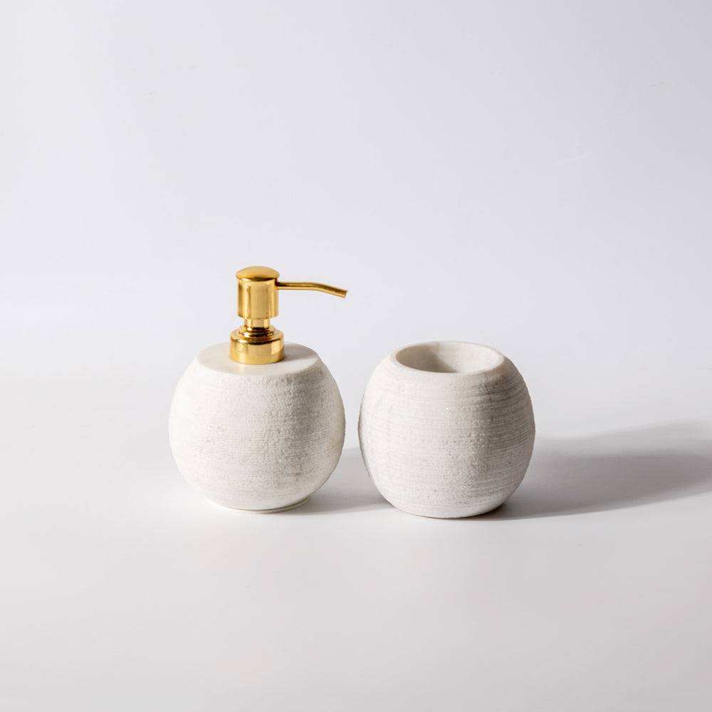 ESQ Living Oren Round Marble Bathroom Set - White