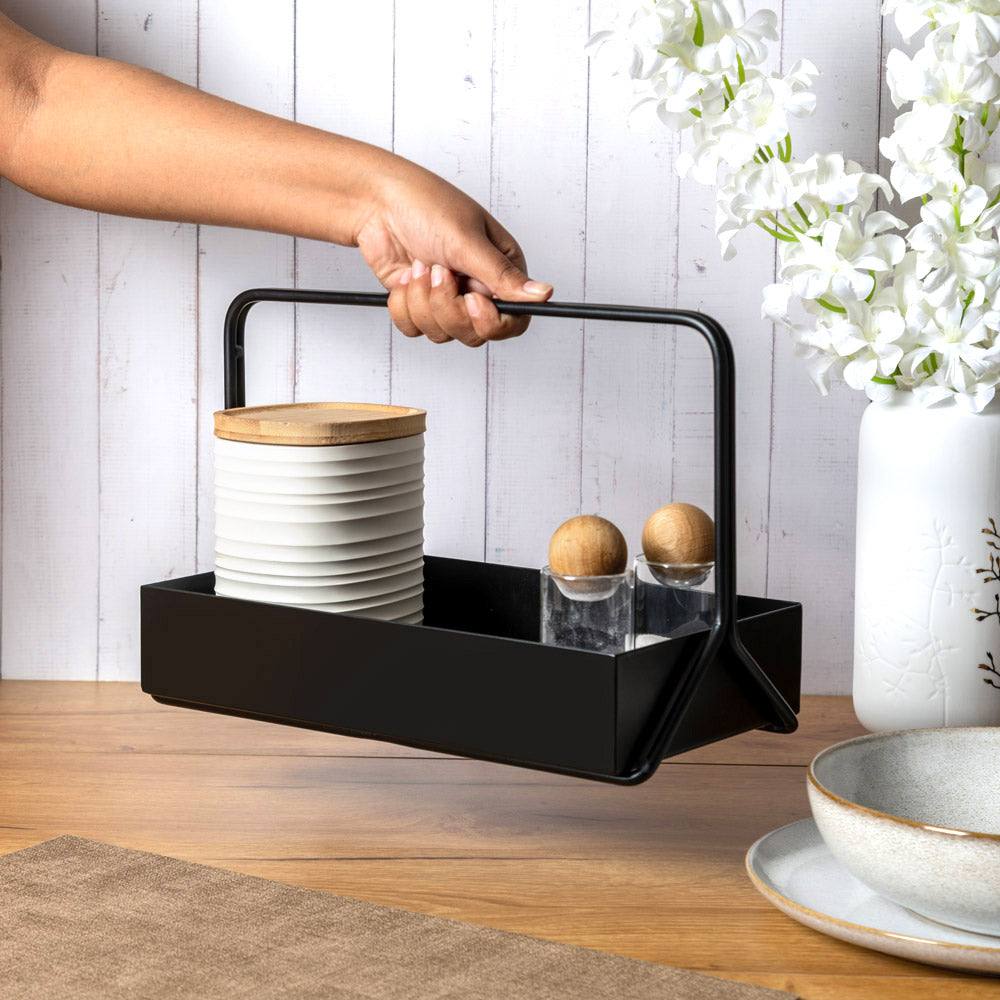 ESQ Living Posta Metal Caddy Large - Black