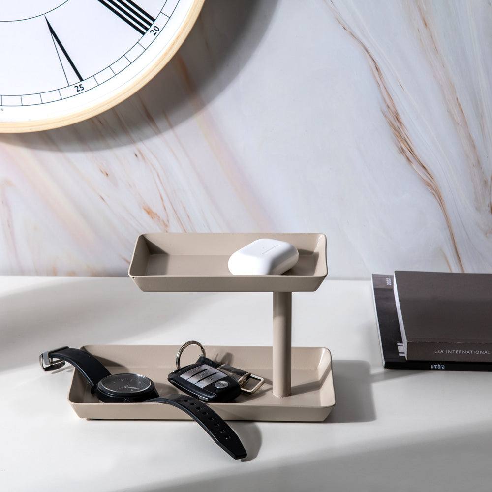 ESQ Living Quad 2-Tier Tray - Taupe