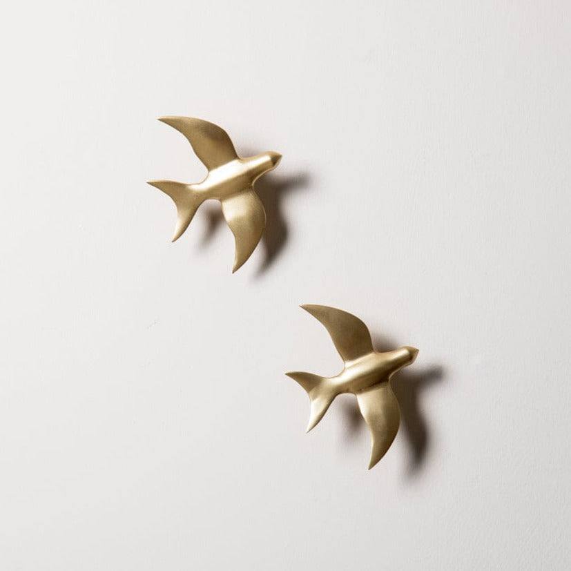 ESQ Living Resin Bird Wall Sculptures, Set of 2 - Matt Gold