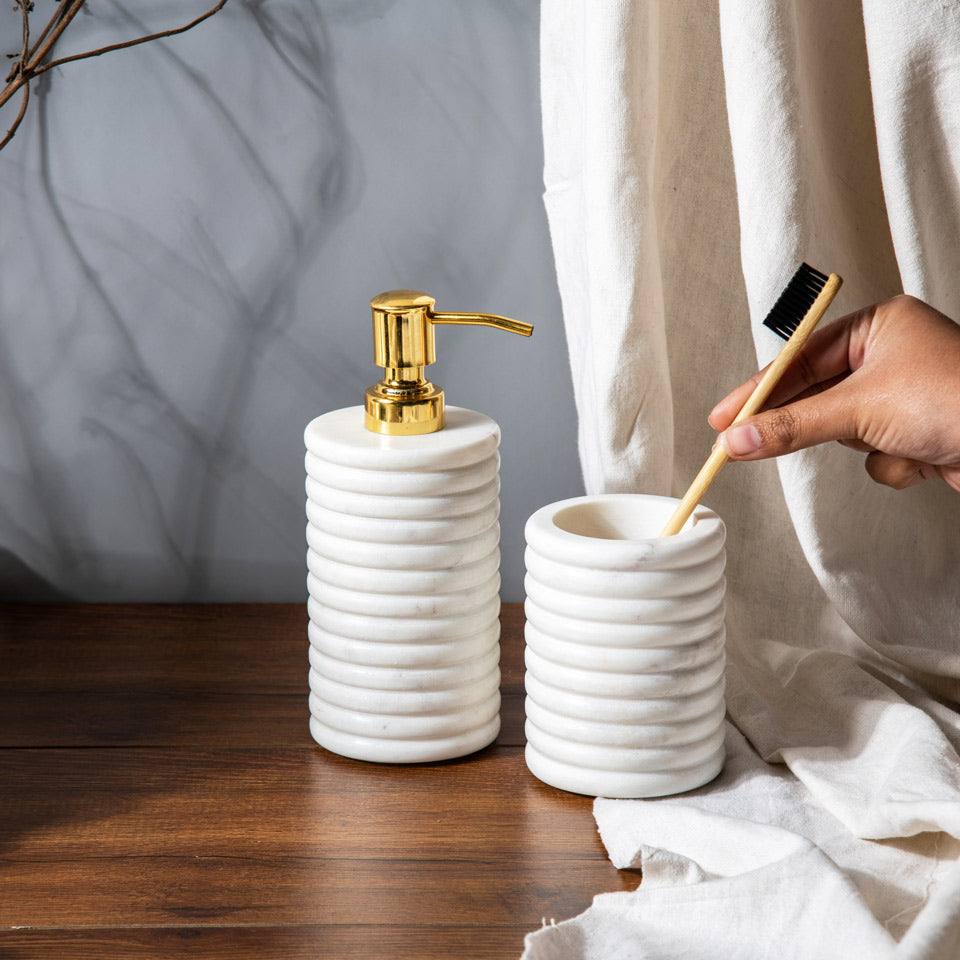 ESQ Living Tiers Marble Bathroom Set - White