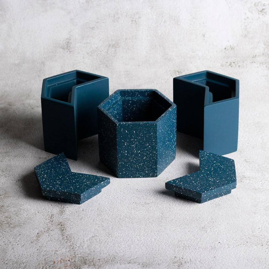 ESQ Living Trio Speckled Pen Holder & Organiser - Blue