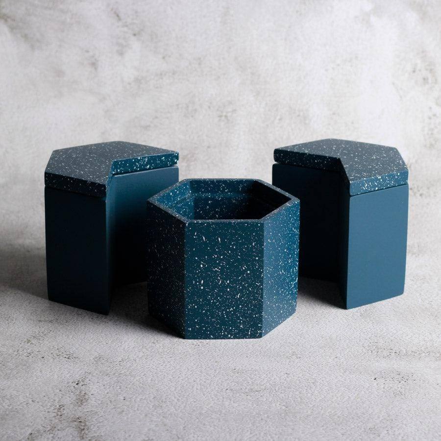 ESQ Living Trio Speckled Pen Holder & Organiser - Blue