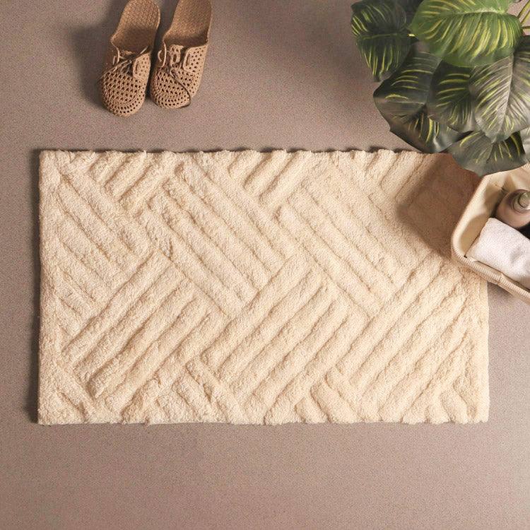 ESQ Living Willow Herringbone Tufted Bathmat - Beige