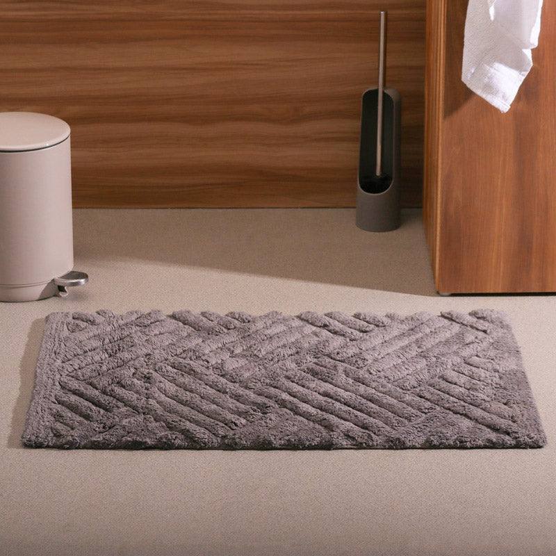 ESQ Living Willow Herringbone Tufted Bathmat - Grey