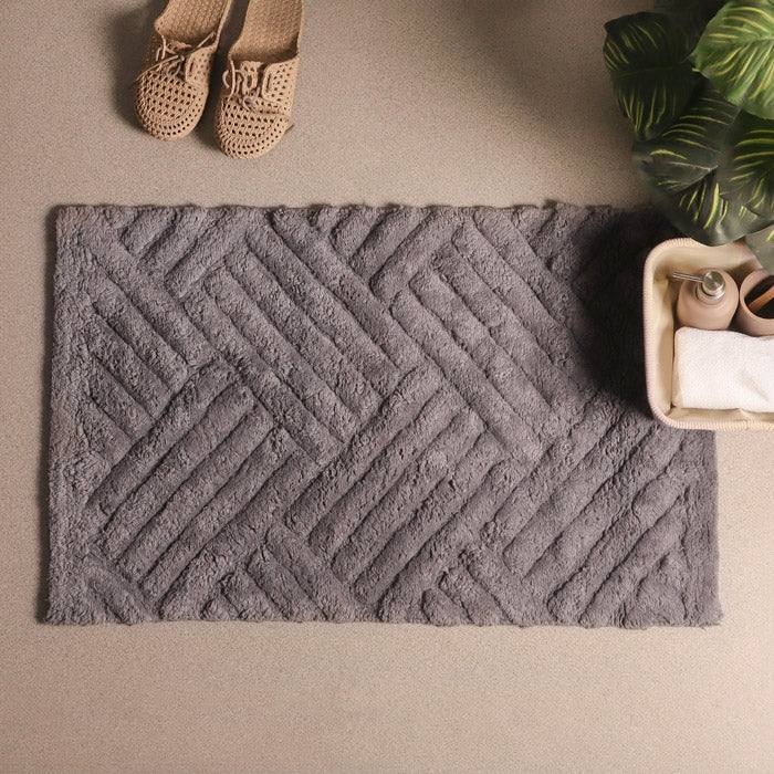 ESQ Living Willow Herringbone Tufted Bathmat - Grey