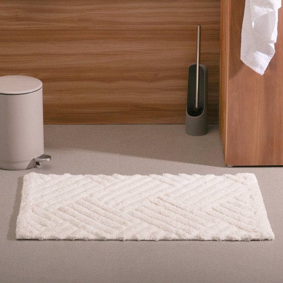 ESQ Living Willow Herringbone Tufted Bathmat - Ivory