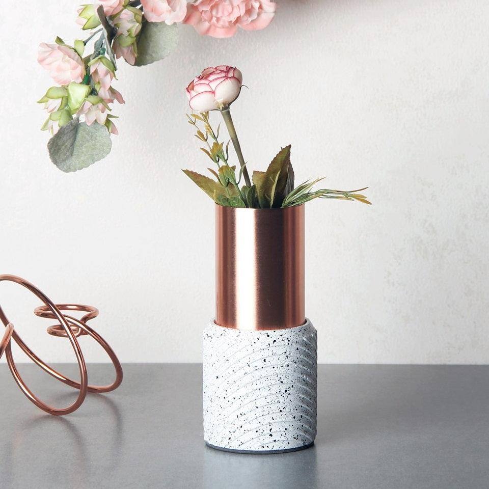 Grey Door Studio Swirl Speckled Vase - White Copper