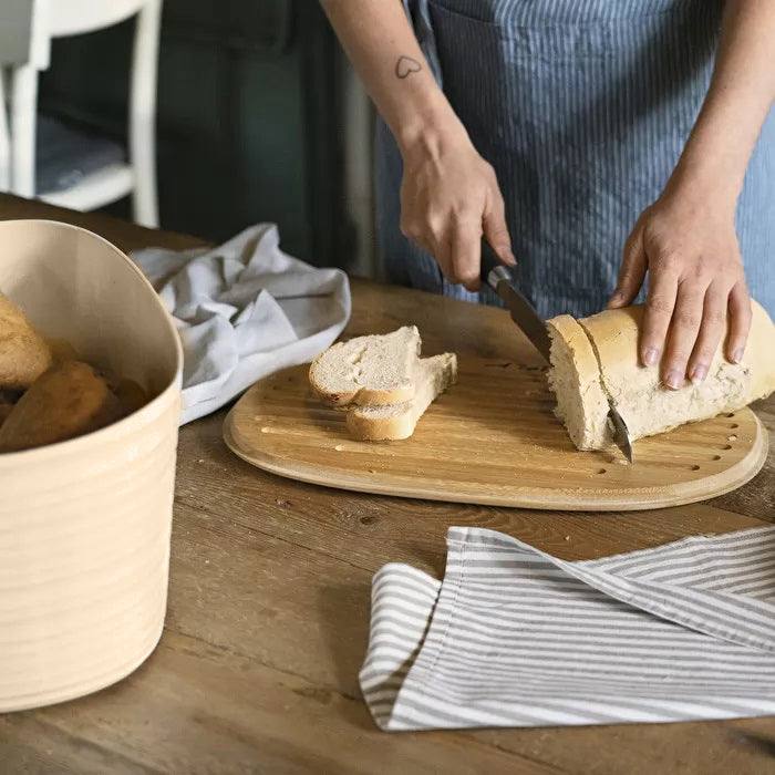 Guzzini Italy Tierra Bread Box With Board Large - Clay