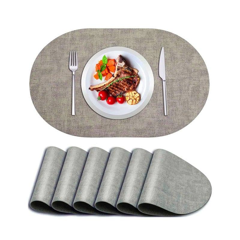 Guzzini Italy Tiffany Oval Reversible Mats, Set of 6 - Light Grey