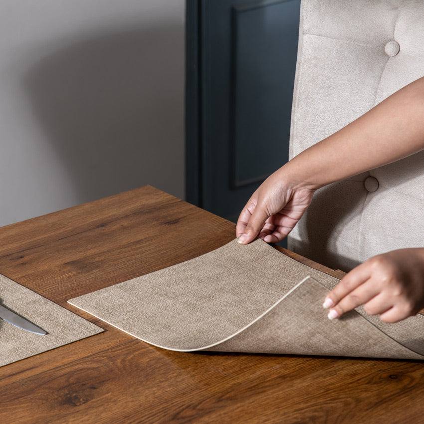 Guzzini Italy Tiffany Rectangular Reversible Mats, Set of 6 - Sand