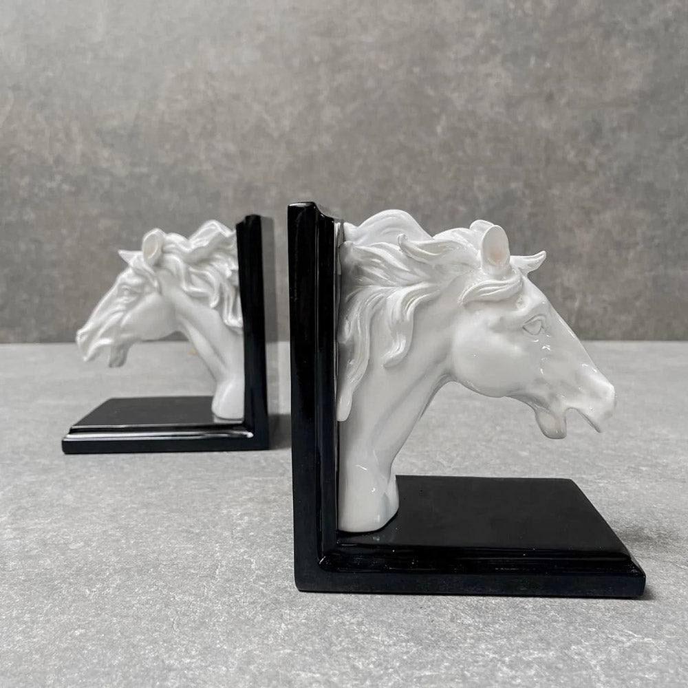 Home Artisan Wilbur Horse Bookends - White